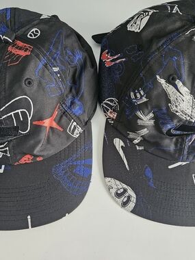 Nike Kids Black Hat with Blue, White & Red Graphic Print